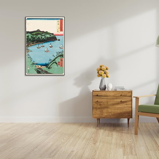 OKRA Utagawa Hiroshige Canvas Wall Art - Kominato, Uchiura Poster - Japanese Wall Art Prints Nature Landscape Art Classic Art Reproductions Modern Home Wall Decor Unframed