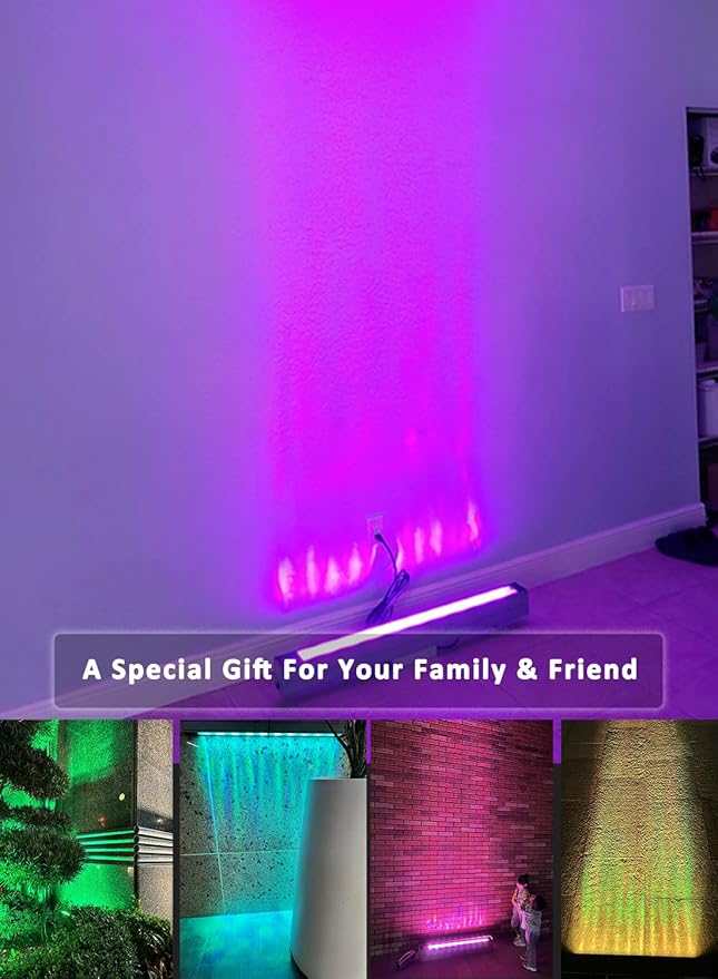 Ocean Wave Wall Wash Lighting, 60W Water Effect Projector Wall Washer LED Lights with Remote, RGBW Ambient Stage Lighting, 120V, Dimmable &Timing&11 Modes Color LED Light Bar