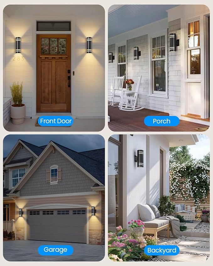 KIZON Modern Outdoor Wall Lights with Dusk to Dawn Sensor, ETL Listed Cylinder Outdoor Light Fixture Wall Mount, Matte Black Porch Light Outside Lights for House Porch, Bulbs Included