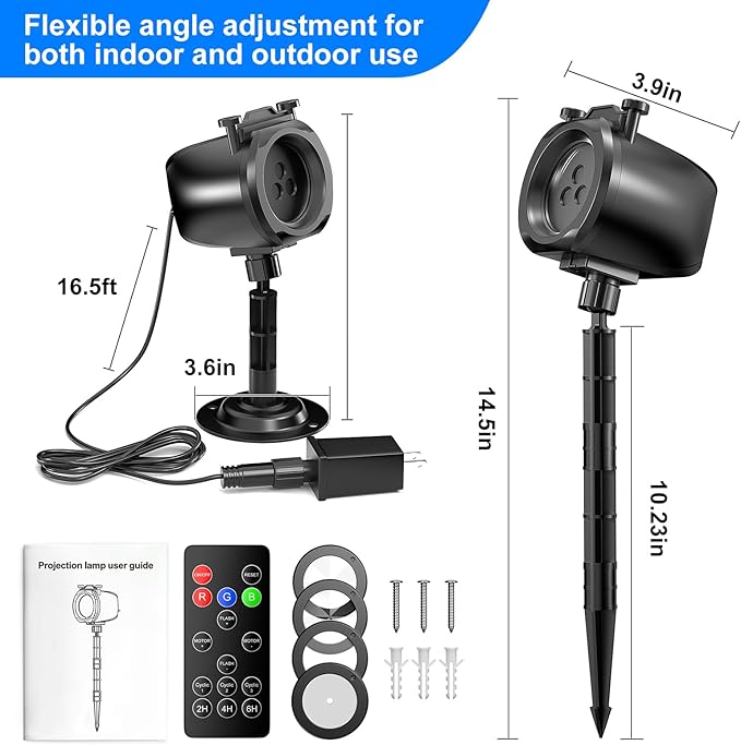 Christmas Laser Projector Light Outdoor, RGB 3 Colors Laser Lights with 24 Patterns, IP65 Waterproof Star Projector Firefly Moving Lights Show Decor for Garden Yard Christmas Halloween Holiday Party