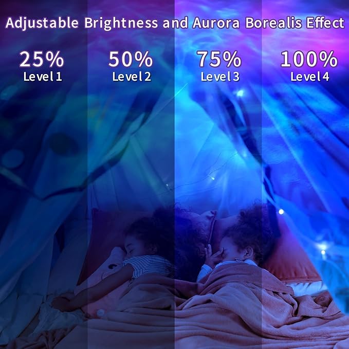 Ocean Wave Cordless Projector Light with 16 Color Effects, Night Lights LED Aurora Projector,Built-in Bluetooth Speaker,Remote Control,Bedroom, Party, Gift