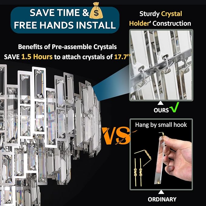 Modern Crystal Chandelier Lighting for Dining Rooms Girls Bedroom Foyer Entryway Ceiling Hanging Pendant Light Fixture Small Geometric Raindrop Lamp