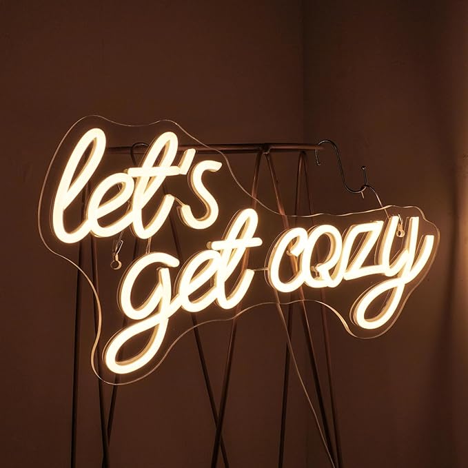 LookLight Let’s Get Cozy Neon Sign,Warm White Led Neon Light,USB Connectivity Neon Sign for Wall Decor,Light Up Sign for Living Room Bedroom Bar Birthday Party