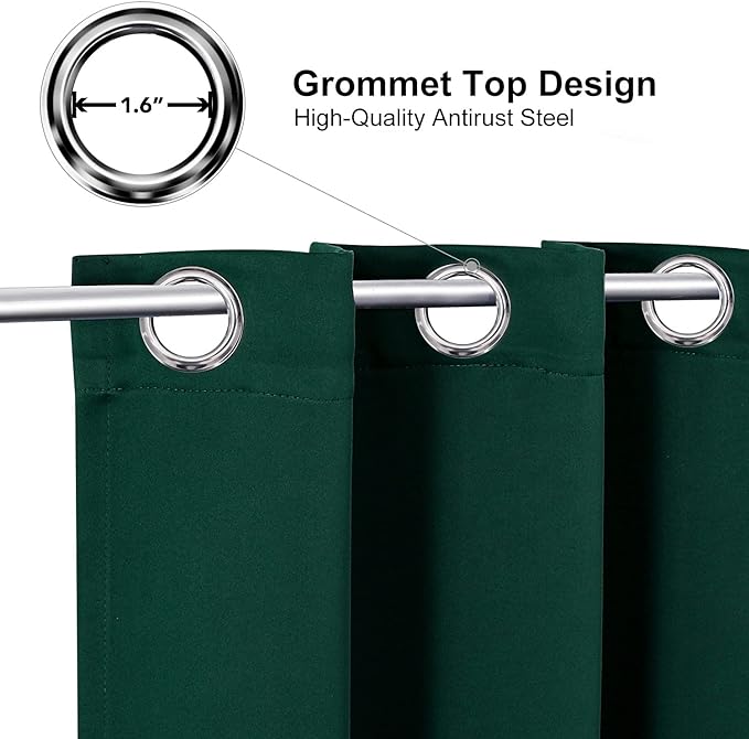 ChrisDowa Room Divider Curtain 96 Inches Long, Wide Blackout Sliding Door Curtain for Bedroom, Room Darkening Privacy Window Curtain for Patio Door (1 Panel Set, Forest Green, 100 x 96 Inch)