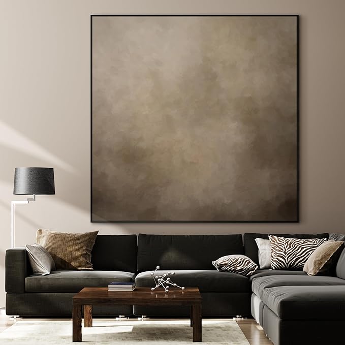 72"x72" XL Framed Wall Art - Minimalist Rustic Beige and Taupe Design (Frame Assembly Required)