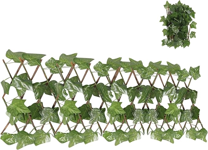 COHEALI Artificial Expandable Privacy Fence with Vivid Faux Green Leaves Wall Panel for Balcony Patio Garden Home Decoration Weather-Resistant Trellis Screen Protector