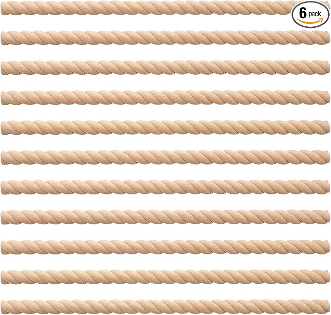 Nuanchu 12 Pcs Unfinished 3D Decorative Wood Trim Molding 15.75inch Decorative Wood Molding Cute DIY Trim for Home Wall Cabinet Shelf Window Door(Twist,18mm)