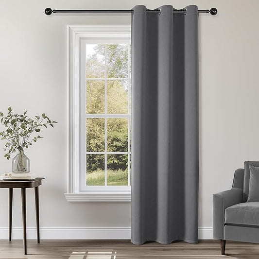 ChrisDowa Blackout Curtains 72 inches Long for Bedroom - Grommet Thermal Insulated Room Darkening Curtains for Living Room (1 Panel, Grey, 42 x 72 Inch)