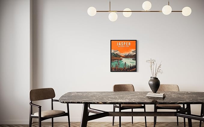 Jasper National Park Wall Art Poster Print, Vintage Retro Landscape Scenery Painting Artwork Travel Prints Decor Cityscape Landmarks Gallery 27 (Jasper National Park, 8 x 10 inches, Unframed)