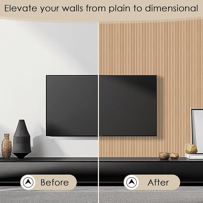 16-Pack 3D Soundproof Slat Wall Panels, Modern Faux Wood Wall Cladding for Living Room, Bedroom, Office, Interior Décor, Oak Finish, 48.2" x 6.3"