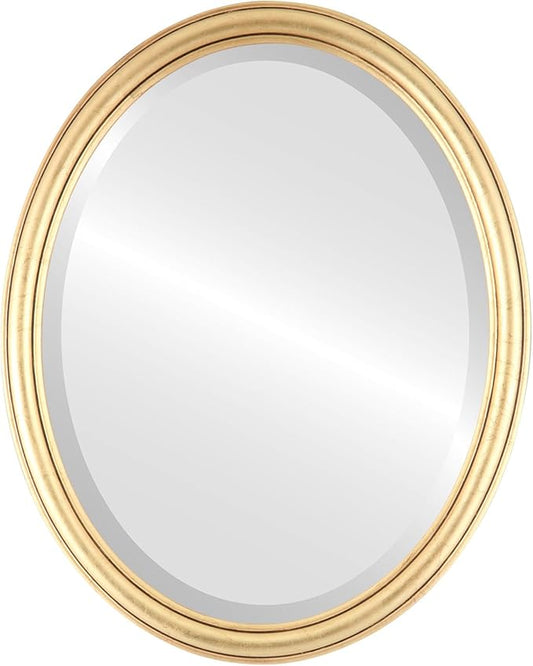 OVALCREST Oval Beveled Wall Mirror for Home Decor - Saratoga Style - Gold Leaf - 22x26 Outside Dimensions