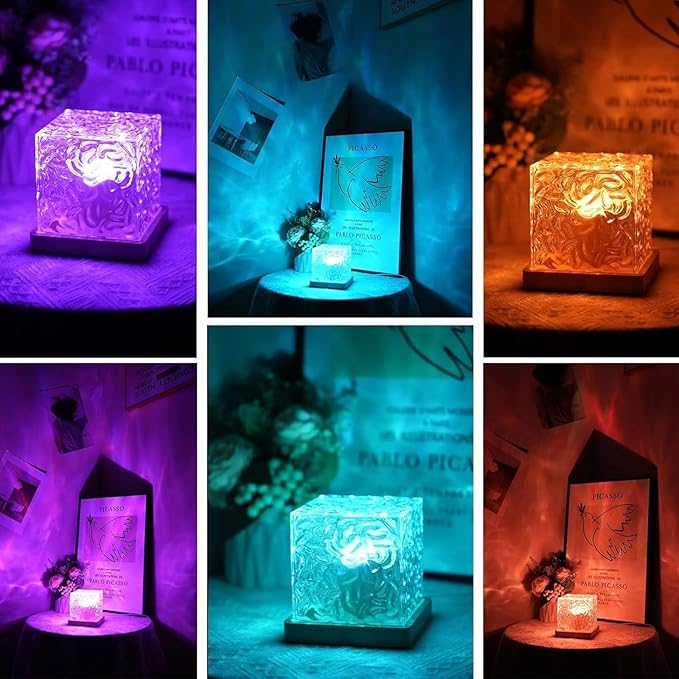 Aurora Dreamscape Projector, 3D Ripple Romantic Ambient Lighting, 16 Colors Rechargeable Aurora Light Projector & Mood Lighting Galaxy Lamp with Touch & Remote for Bedroom (3color, Plug-in)