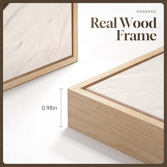 Large Boho Framed Wall Art for Living Room, Set of 3 Piece Neutral and Orange Canvas Paintings Artwork for Walls, Bohemian Wall Hanging Art Prints Picture for Office Wall Decor Big Size Total 30x60 In