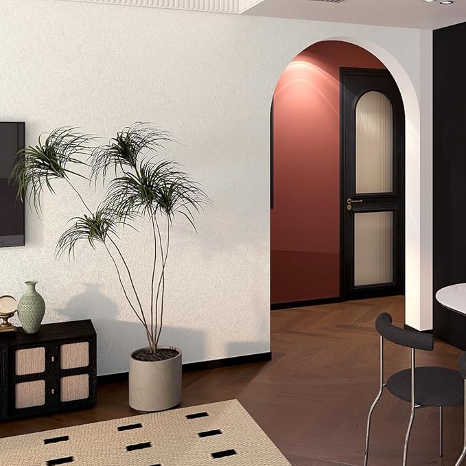 Matte White Grasscloth Textured Wallpaper Natural&Neutral&Handmade Style Thick Peel and Stick Removable for Bedroom,Office,Cabinet(16.5”x236.2”) (Herbaceous Plant&Gold Powder) M11