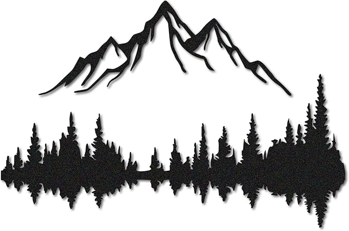 Metal Wall Art | Mountain & Forest Wall Sculptures | Rustic & Modern Wall Decor for Living Room, Home, Bedroom, Office, Kitchen & Outdoor (Black, 29.1'' x 19.42'' IN)