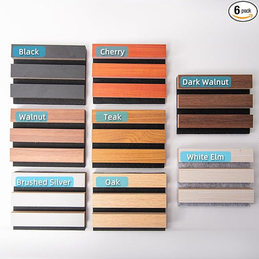 Art3d Wood Slat Acoustic Panels for Stylish Decor and Noise Reduction, 3D Textured Panel for Ceiling and Wall, Samples Pack