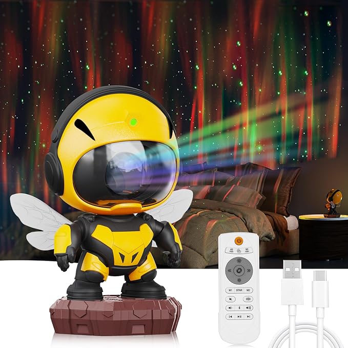2024 New Bee Colorful Projector Lamp, Robot Toys, Star Sky Projector,Galaxy Night Light, LED Lamp, Children's Room Decor, Ideal for Christmas Gifts, Birthdays, Suitable for Girls and Boys, Adults