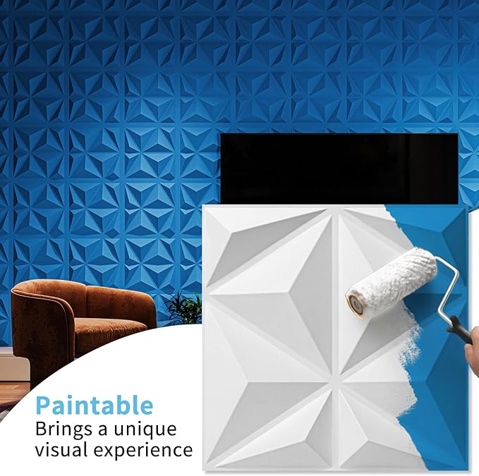 Art3d 20 Pack Decorative 3D Wall Panels, 19 Sq.Feet PVC Interior Wall Décor, 11.8"x11.8", White