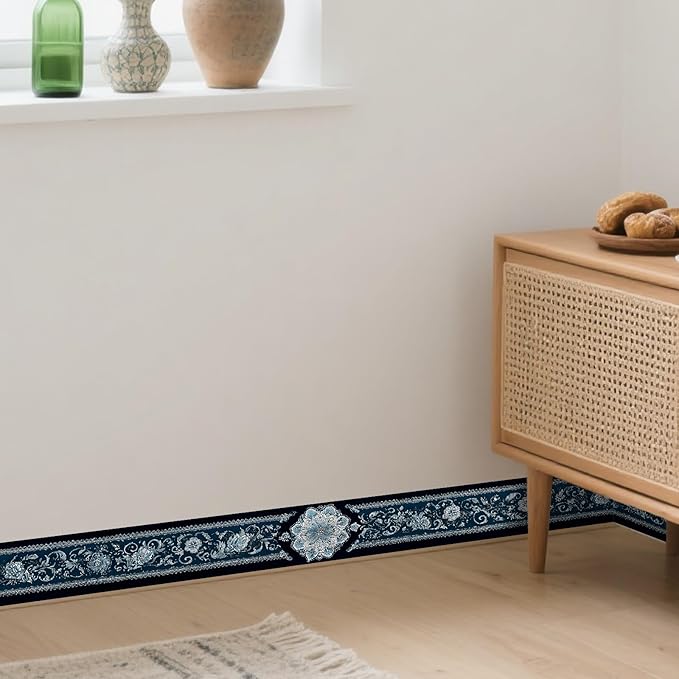 Nuxovilar Wallpaper Border Peel and Stick, Lace Floral Design Self-Adhesive Wallpaper, PVC 3.94×16.4 Ft, Ideal for Accent Walls, Nursery, Home Decor