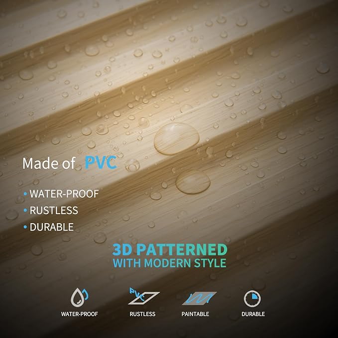 Art3d 12-Pack Slat Design 3D Wall Panels for Interior Wall Decor, 2x4 FT PVC Decorative Drop Ceiling Tiles - Oak