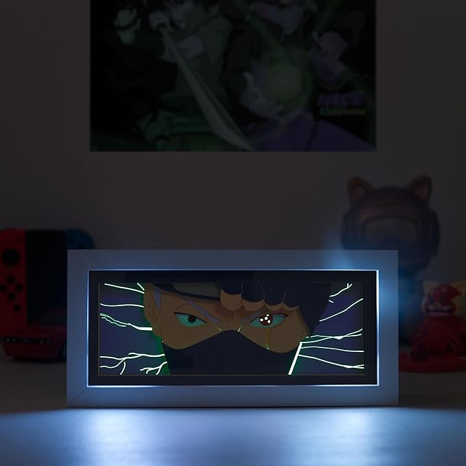 Anime LED Light Box, Manga Shadow Box Frame, Paper Cut, Table Lamp for Anime Enthusiasts, RGB Multi Color, Night Light for Room Decor, Unique Anime Desk Decor (Kakashi)