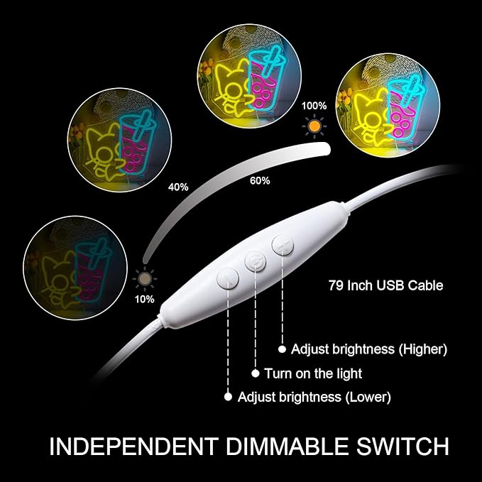 Looklight Cat Boba Tea Neon Sign Yellow Cute Kitty Bubble Tea Neon Signs for Wall Decor LED Neon Light Bar Sign Light Up Signs for Dimsum Store Bar Milk Tea Shop
