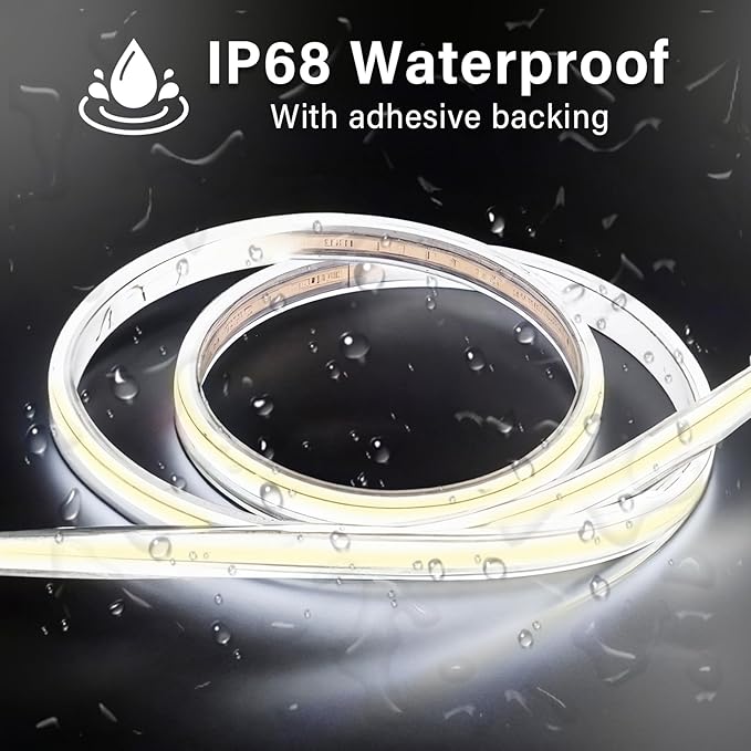 100ft COB Outdoor LED Strip Lights Waterproof,Dimmable 6500K Bright White,IP68 Outside Led Light Strips Waterproof with App Remote Control,Music Sync Exterior Led Rope Lights