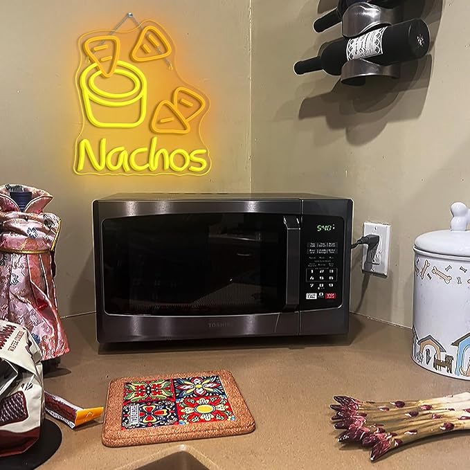 LookLight Nachos Neon Sign,Cheesy Delight Neon Light for Wall Decor,Bowl of Cheese and Tortilla Chips NACHOS Neon,Dimmable USB Neon for Bars Kitchen Fast Food Restaurant Mexican Restaurant