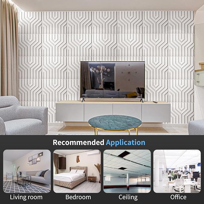 Art3d Decorative 3D Wall Panel, 32 Sq.FT PVC Interior Wall Decor for Living Room, Bedroom, Lobby, Office, Shopping Mall, White