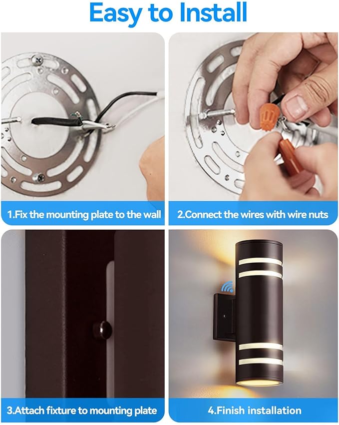 KIZON Dusk to Dawn Outdoor Wall Lights 2 Pack, Modern Exterior Lighting Fixtures with Oil Rubbed Bronze Finish, Up and Down Lights Outdoor with Bulbs, Modern Sconce Lights for House Porch, ETL Listed