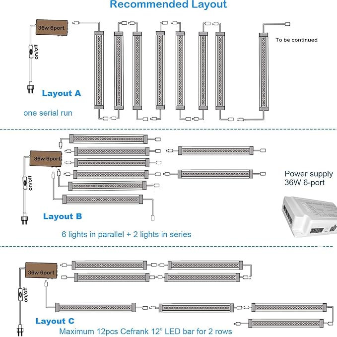 Cefrank Under Cabinet Lighting, 8pcs 12" V-Shape Linkable LED Light Bars for Kitchen Cabinet, Showcase Display, Shelf - 16Watt 1600Lumens - Pure White (6000K)