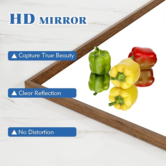 Bathroom Vanity Mirror 24x36 Inch, Walnut Rectangle Bathroom Mirror, Anti-Rust, 4MM Tempered Glass, Wall-Mounted Mirror, Hangs Horizontally or Vertically for Bathroom & Bedroom