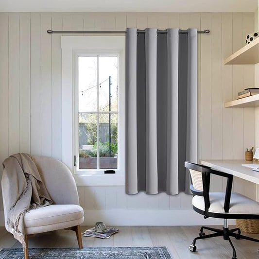 ChrisDowa Grommet Blackout Curtains for Bedroom - Thermal Insulated Room Darkening Curtains for Living Room (1 Panel Set, Light Grey, 52W x 45L)
