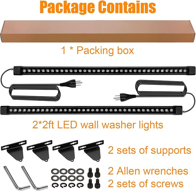Wall Washer Light 2 Pack,72W 4000K Natural White Wall Washer Lighting,IP67 Waterproof 4FT 120V LED Linear Outdoor Wall Wash Light Bar for Garden,Backyards,Building,Courtyards Lighting