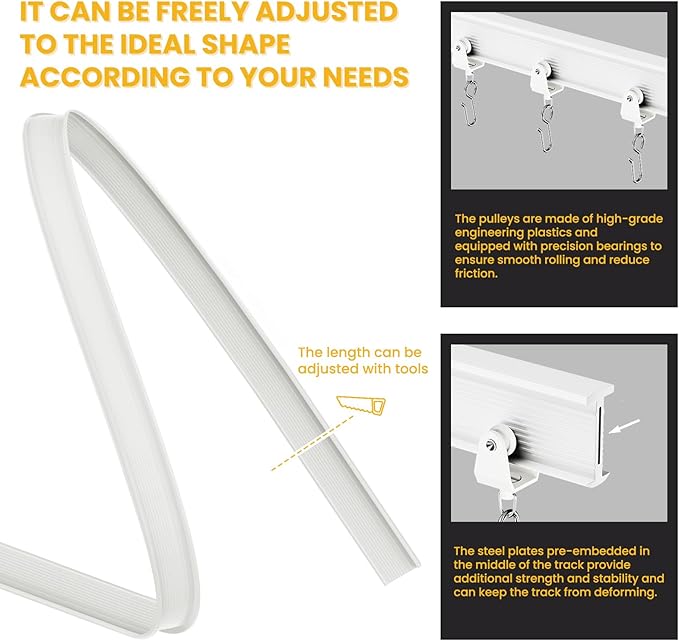 AJAZZ 100% Blackout Accordion Room Divider Curtains - with Flexible Ceiling Track Total Privacy Sound Proof Curtains Suitable for Bedroom Patio Sliding Door(Grey, W100 x L84, 1 Pack)