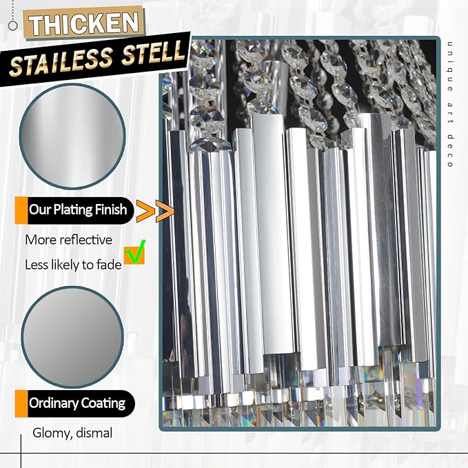 Modern Chandeliers for Entryway Foyer High Ceiling Round Long Crystal Lighting Fixtures Hanging Chandelier Chrome for Living Room Foyer Entrance Dining Room Bedroom