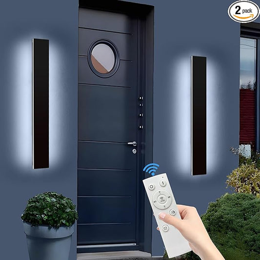 Mikeru Upgraded 2 Pack 39.3" Long & 4.3" Wide LED Wall Sconce, 10%-100% Dimming + 3000K-6000K Adjustable, IP65 Waterproof Outdoor Light Fixtures Cover US Junction Box for Porch, Garage, Basement