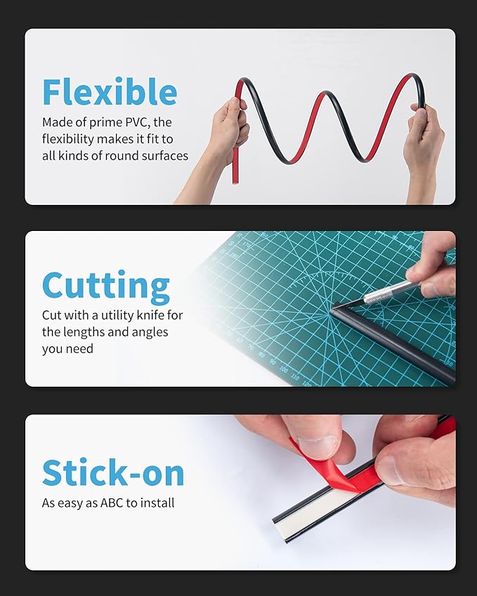 Art3d 25 FtPeel and Stick Trim for Backsplash Tile Edge, Self-Adhesive Liner for Corner Decor in Black