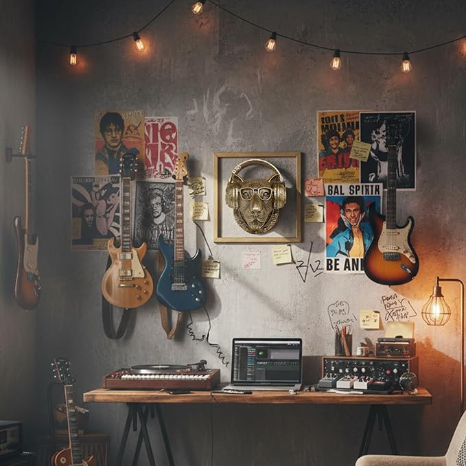 JJALIGHTS Exquisite Resin Animal Head Wall Sculpture (Gift Metal Frame) - Imitation Copper Vintage Decor for Living Room, Bedroom & Office | Decorative Wall Hanging Art (Leopard)