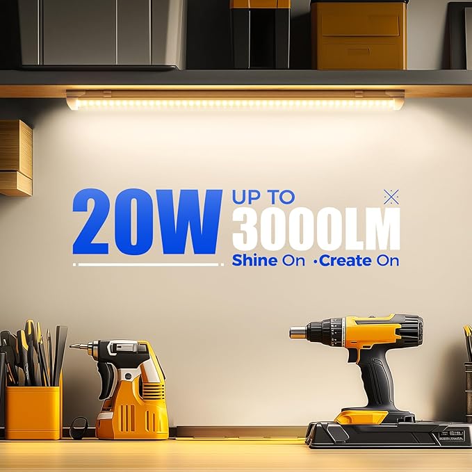 Barrina LED Shop Light 2FT, 20W 3000LM 3000K, Clear Cover Linkable LED Tube Lights, V Shape Integrated T8 LED Lighting, LED Ceiling Lights for Garage, Warehouse, Workshop, ETL Listed, 2 Packs