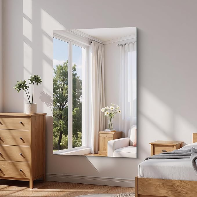 KOCUUY Large Frameless Mirror, 55x36 Inch Rectangle Bathroom Vanity Mirror for Over Sink, Upgraded Shatterproof Unframed Design for Bedroom, Living Room, Entryway