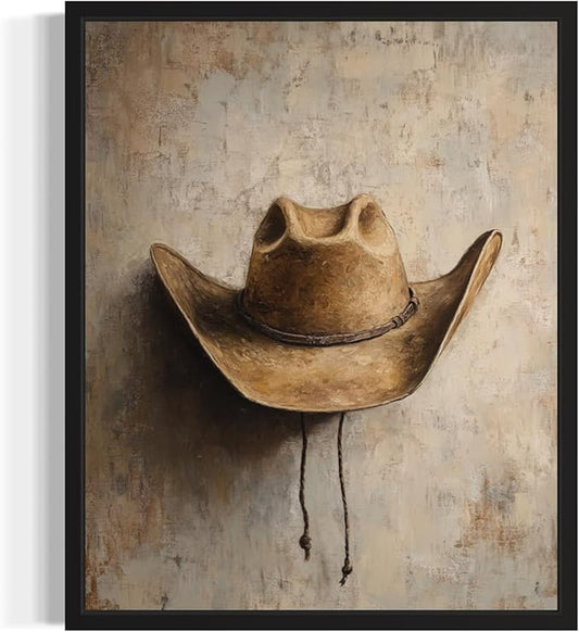 Cowboy Hat Art Print Poster Wall Art, Western Country Farmhouse Wild West for Bedroom, Bathroom, Living Room Art Decor 58 (Cowboy Hat, 16 x 20 inches, Unframed)