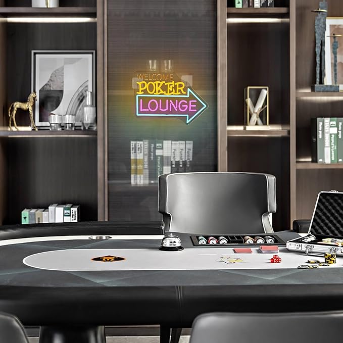 Looklight Welcome Poker Lounge Neon Sign for Wall Decor Right Arrow LED Light Sign Decoration for Bedroom Casino Bar Hotel Play Room Birthday Party, Suitable for Dormitory Man Cave