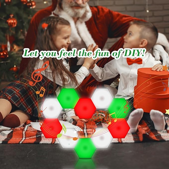 6 Pack Hexagon Light Panels - Smart RGB Hexagon LED Lights Wall Lights Remote Control Lights for Lving Room, Bedrooms, DIY Lovers, Gifts, Gaming Room, Kids