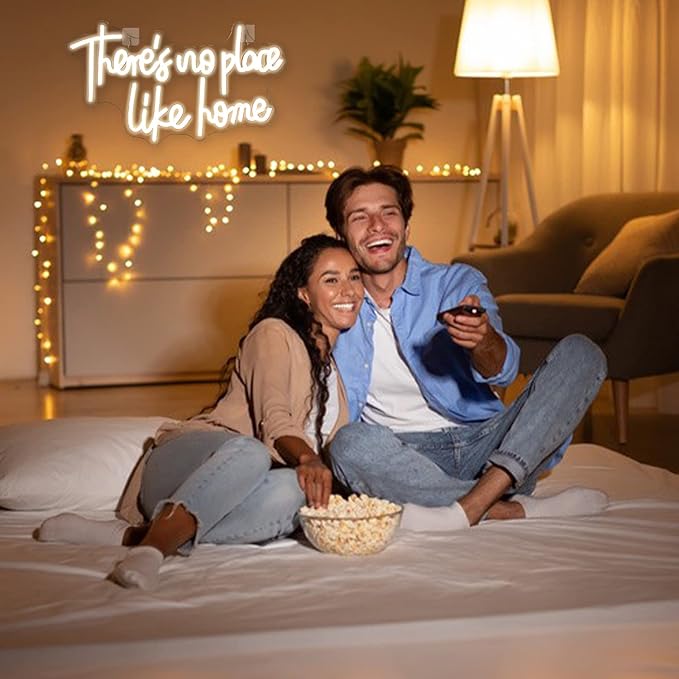 Lucunstar There‘s No Place Like Home Neon Sign,Neon Sign For Room,Warm White Led Neon Light for Wall Decor,Light Up Sign for Wedding,Home Party,USB Connectivity Bedroom Decor,Home Decor