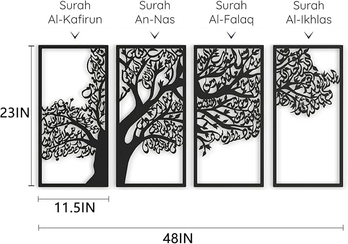 JFUJFU Islamic 3D Tree of Life Metal Wall Art - Large Iron Hanging Sculpture for Living Room, Bedroom & Home Decor