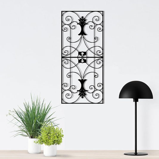 DUOOLN Abstract Metal Scroll Wall Art, 2Pcs Black Modern Iron Geometric Hanging Sign, Minimalist Single Line Art Wall Décor Sculptures , Living Room Bedroom Bathroom Office Farmhouse Accent Decor-25.9*12in