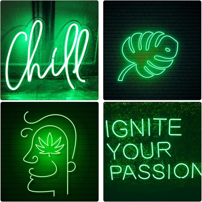 Neon Rope Lights, 16.4ft Rope Lights with Dimmable Remote and Adapter, Waterproof Flexible Smart Led Strip Lights for Bedroom, Super Bright, DIY Neon Sign, Indoors Outdoors Wall Decor, Green