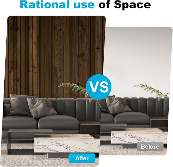 Art3d 4-Pack Glue-On Wall Panels, Wood Grain Texture Interior Wall Decor, 104"x12" Recycled Polystyrene Wainscoting Panels, Low Emission for Living Room Bedroom,Eatrh Walnut