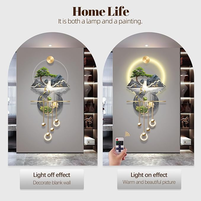 LED Light Decor Wall Art, 3D Art Wall Decor with Light, Decors Walls Sculptures Large 3D Art, Decors Walls Sculptures Lighting Modern, Plug-in Power Supply, Blue C, 23x53IN